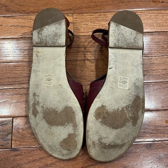 J Crew strappy leather sandals, dark redish brown/maroon. Size 9.5. - Picture 2 of 5